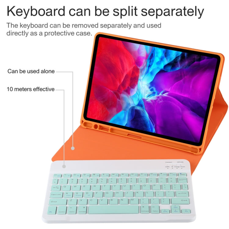 TG11B Detachable Bluetooth Green Keyboard + Microfiber Leather Tablet Case for iPad Pro 11 inch (2020), with Pen Slot & Holder