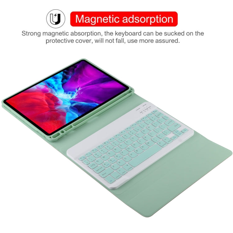 TG11B Detachable Bluetooth Green Keyboard + Microfiber Leather Tablet Case for iPad Pro 11 inch (2020), with Pen Slot & Holder