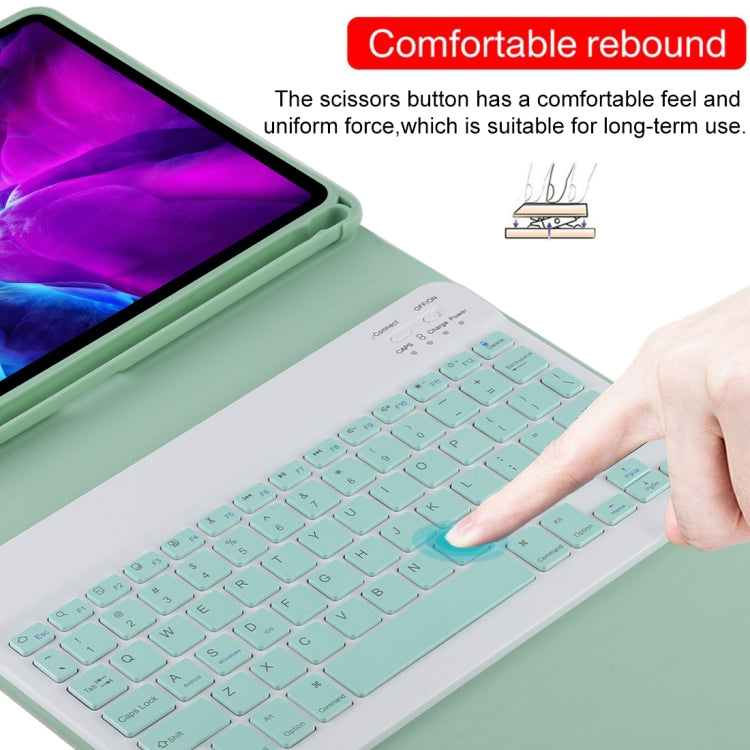 TG11B Detachable Bluetooth Green Keyboard + Microfiber Leather Tablet Case for iPad Pro 11 inch (2020), with Pen Slot & Holder
