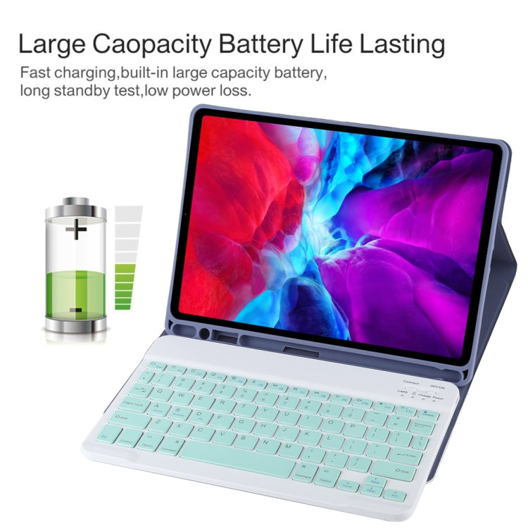 TG11B Detachable Bluetooth Green Keyboard + Microfiber Leather Tablet Case for iPad Pro 11 inch (2020), with Pen Slot & Holder