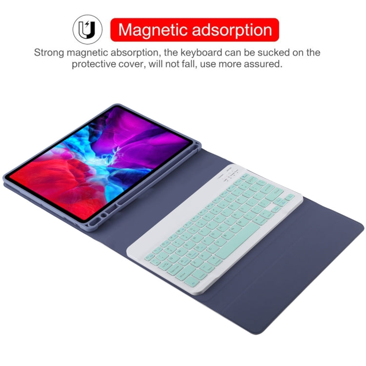 TG11B Detachable Bluetooth Green Keyboard + Microfiber Leather Tablet Case for iPad Pro 11 inch (2020), with Pen Slot & Holder