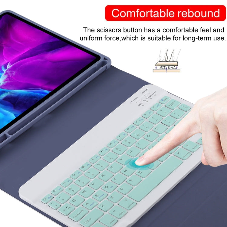 TG11B Detachable Bluetooth Green Keyboard + Microfiber Leather Tablet Case for iPad Pro 11 inch (2020), with Pen Slot & Holder