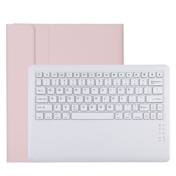 T129 Detachable Bluetooth White Keyboard Microfiber Leather Tablet Case for iPad Pro 12.9 inch (2020), with Holder