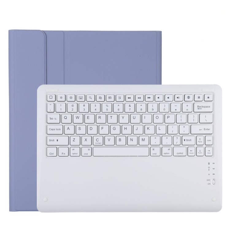 T129 Detachable Bluetooth White Keyboard Microfiber Leather Tablet Case for iPad Pro 12.9 inch (2020), with Holder