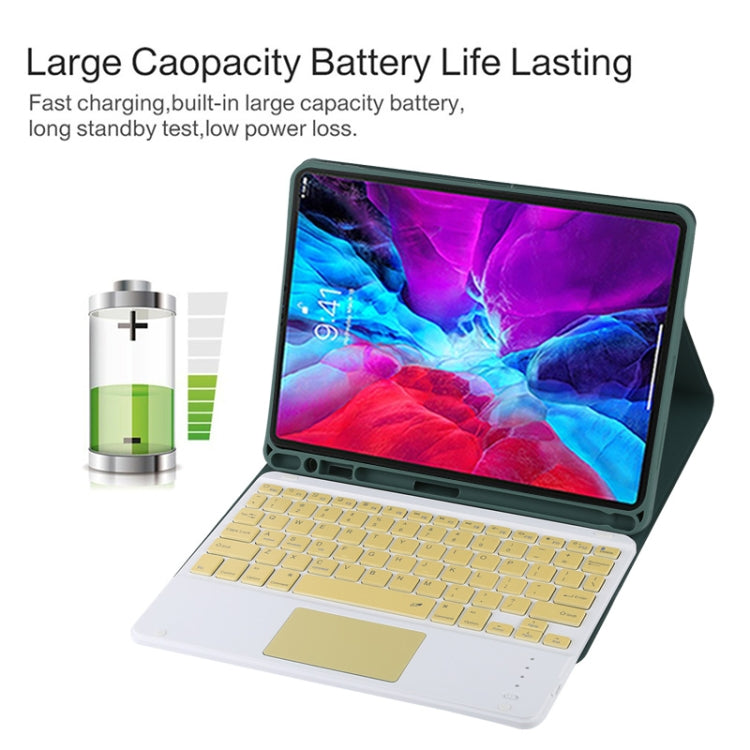 TG11BC Detachable Bluetooth Yellow Keyboard Microfiber Leather Tablet Case for iPad Pro 11 inch (2020), with Touchpad & Pen Slot & Holder