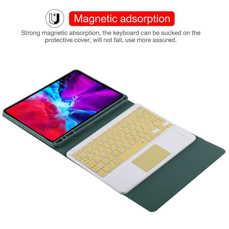 TG11BC Detachable Bluetooth Yellow Keyboard Microfiber Leather Tablet Case for iPad Pro 11 inch (2020), with Touchpad & Pen Slot & Holder