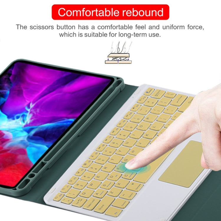 TG11BC Detachable Bluetooth Yellow Keyboard Microfiber Leather Tablet Case for iPad Pro 11 inch (2020), with Touchpad & Pen Slot & Holder
