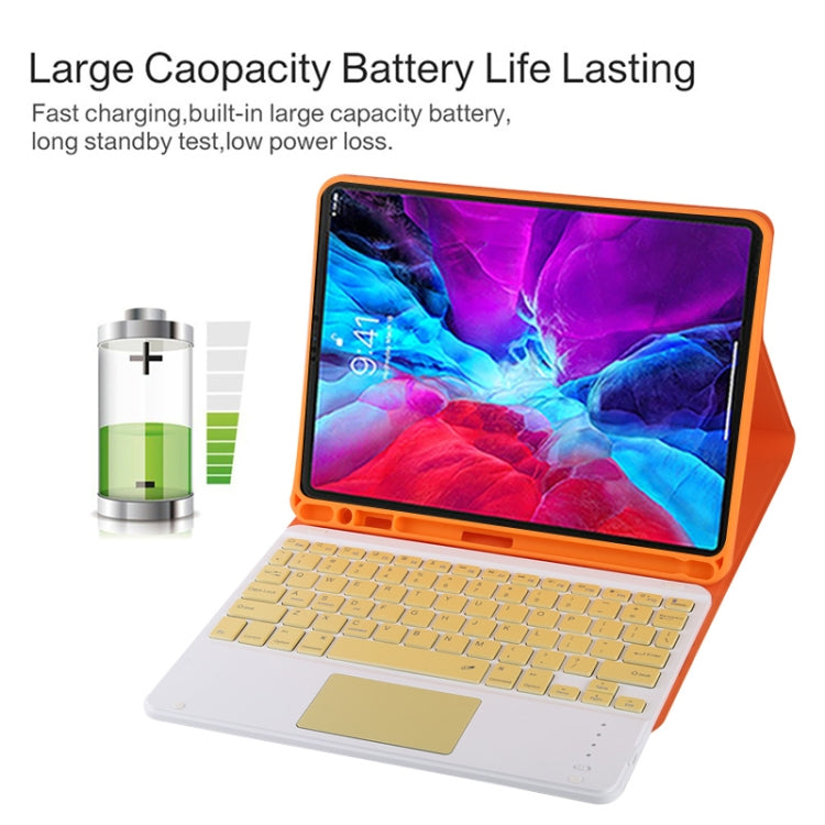 TG11BC Detachable Bluetooth Yellow Keyboard Microfiber Leather Tablet Case for iPad Pro 11 inch (2020), with Touchpad & Pen Slot & Holder