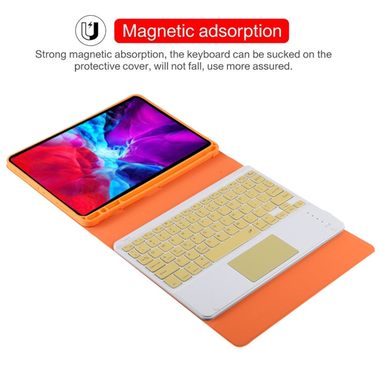 TG11BC Detachable Bluetooth Yellow Keyboard Microfiber Leather Tablet Case for iPad Pro 11 inch (2020), with Touchpad & Pen Slot & Holder