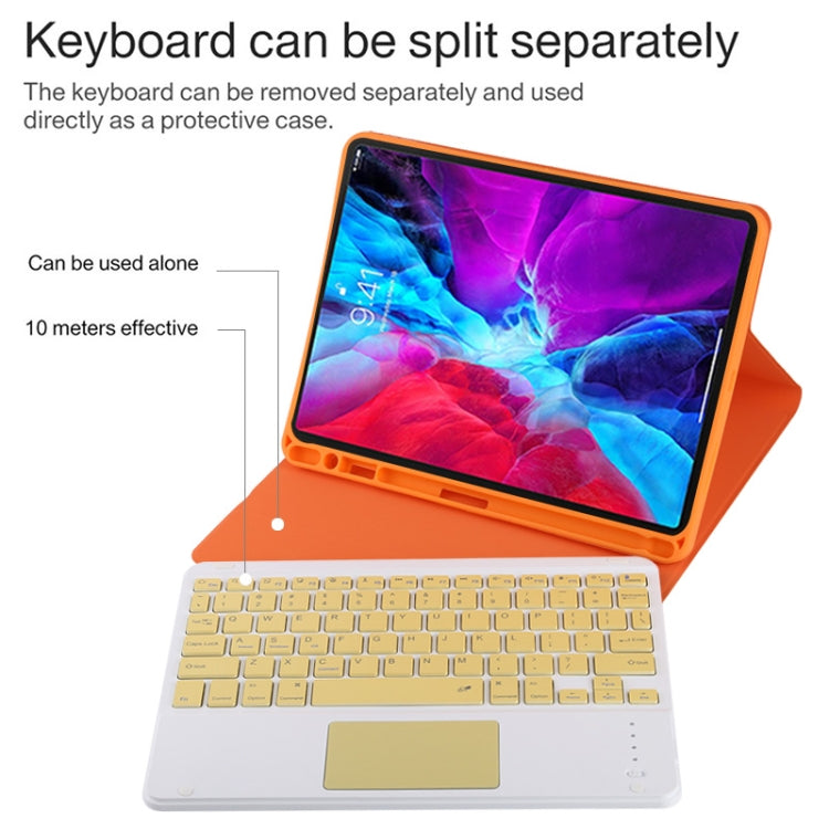 TG11BC Detachable Bluetooth Yellow Keyboard Microfiber Leather Tablet Case for iPad Pro 11 inch (2020), with Touchpad & Pen Slot & Holder