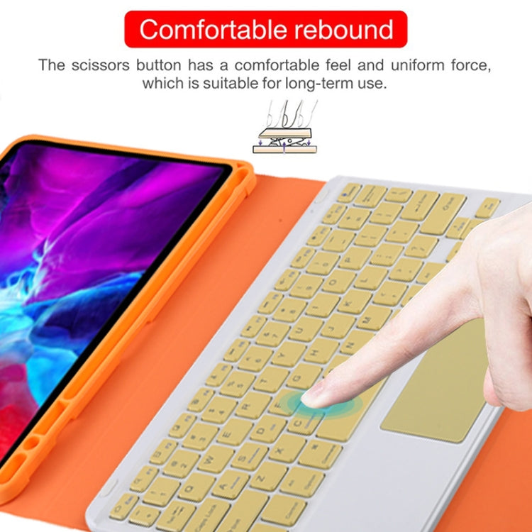 TG11BC Detachable Bluetooth Yellow Keyboard Microfiber Leather Tablet Case for iPad Pro 11 inch (2020), with Touchpad & Pen Slot & Holder