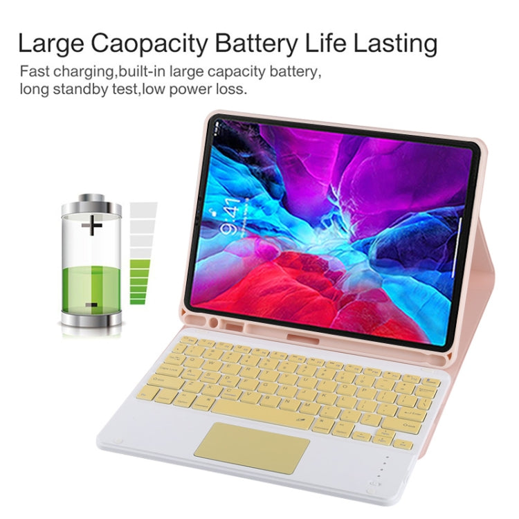 TG11BC Detachable Bluetooth Yellow Keyboard Microfiber Leather Tablet Case for iPad Pro 11 inch (2020), with Touchpad & Pen Slot & Holder