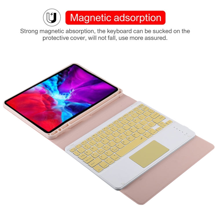 TG11BC Detachable Bluetooth Yellow Keyboard Microfiber Leather Tablet Case for iPad Pro 11 inch (2020), with Touchpad & Pen Slot & Holder