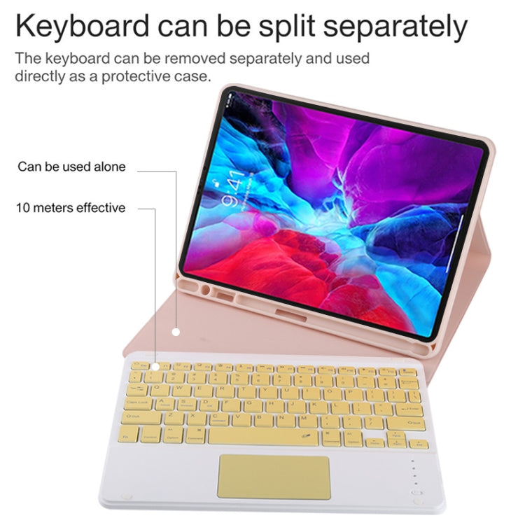 TG11BC Detachable Bluetooth Yellow Keyboard Microfiber Leather Tablet Case for iPad Pro 11 inch (2020), with Touchpad & Pen Slot & Holder