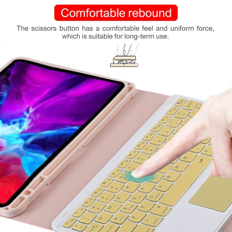 TG11BC Detachable Bluetooth Yellow Keyboard Microfiber Leather Tablet Case for iPad Pro 11 inch (2020), with Touchpad & Pen Slot & Holder