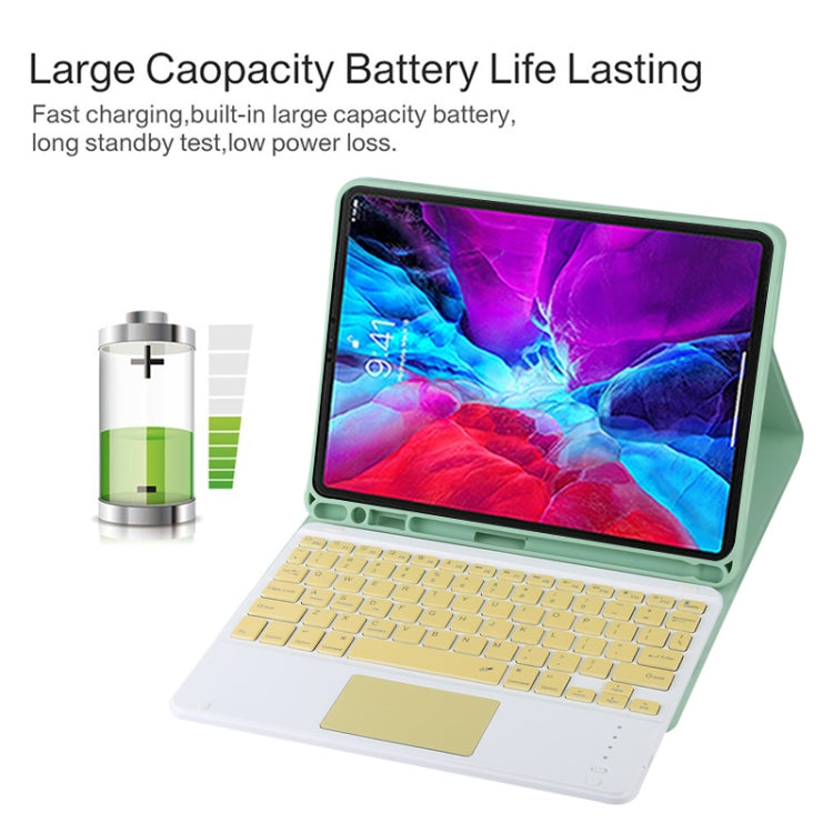 TG11BC Detachable Bluetooth Yellow Keyboard Microfiber Leather Tablet Case for iPad Pro 11 inch (2020), with Touchpad & Pen Slot & Holder