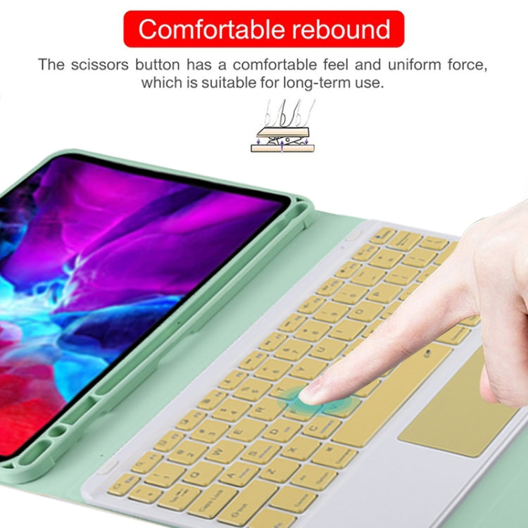 TG11BC Detachable Bluetooth Yellow Keyboard Microfiber Leather Tablet Case for iPad Pro 11 inch (2020), with Touchpad & Pen Slot & Holder