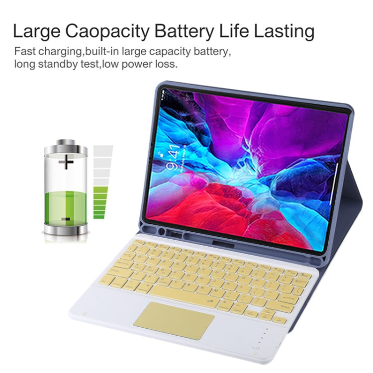 TG11BC Detachable Bluetooth Yellow Keyboard Microfiber Leather Tablet Case for iPad Pro 11 inch (2020), with Touchpad & Pen Slot & Holder