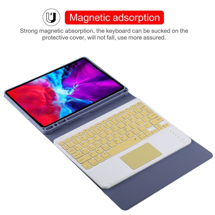 TG11BC Detachable Bluetooth Yellow Keyboard Microfiber Leather Tablet Case for iPad Pro 11 inch (2020), with Touchpad & Pen Slot & Holder