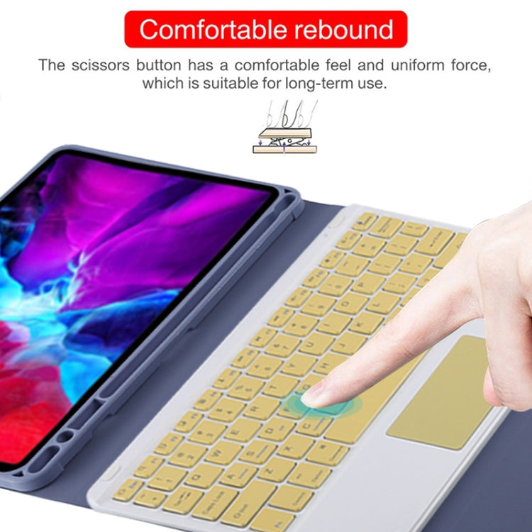 TG11BC Detachable Bluetooth Yellow Keyboard Microfiber Leather Tablet Case for iPad Pro 11 inch (2020), with Touchpad & Pen Slot & Holder