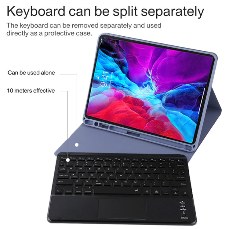 TG11BCS Detachable Bluetooth Black Keyboard Microfiber Leather Tablet Case for iPad Pro 11 inch (2020), with Backlight & Touchpad & Pen Slot & Holder