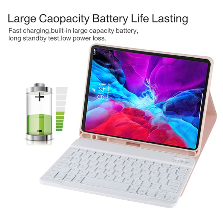 TG11BS Detachable Bluetooth White Keyboard Microfiber Leather Tablet Case for iPad Pro 11 inch (2020), with Backlight & Pen Slot & Holder