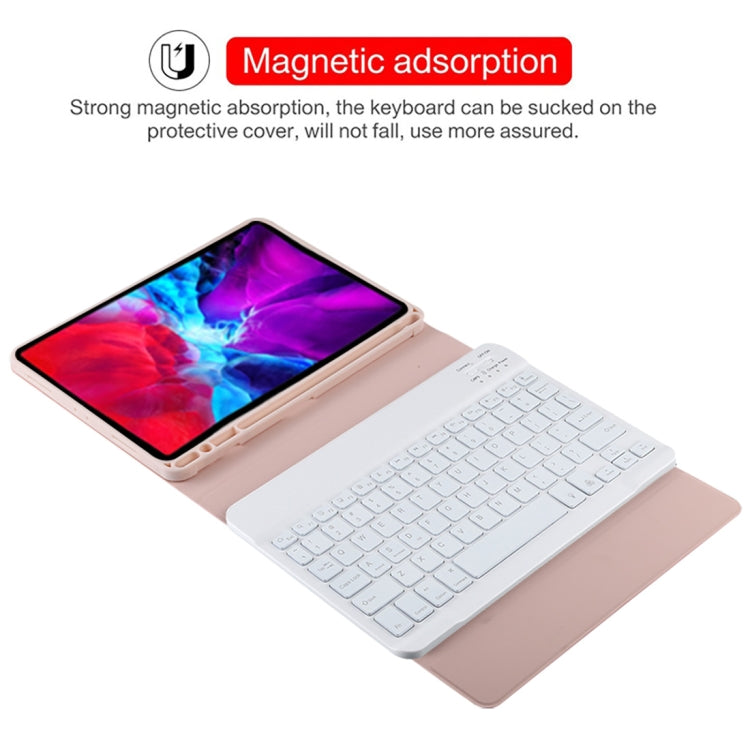 TG11BS Detachable Bluetooth White Keyboard Microfiber Leather Tablet Case for iPad Pro 11 inch (2020), with Backlight & Pen Slot & Holder