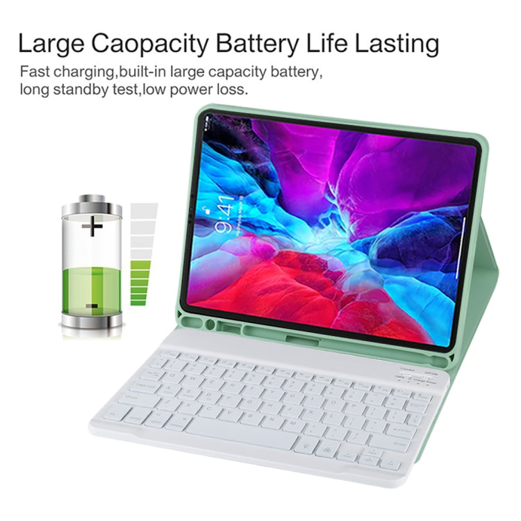 TG11BS Detachable Bluetooth White Keyboard Microfiber Leather Tablet Case for iPad Pro 11 inch (2020), with Backlight & Pen Slot & Holder