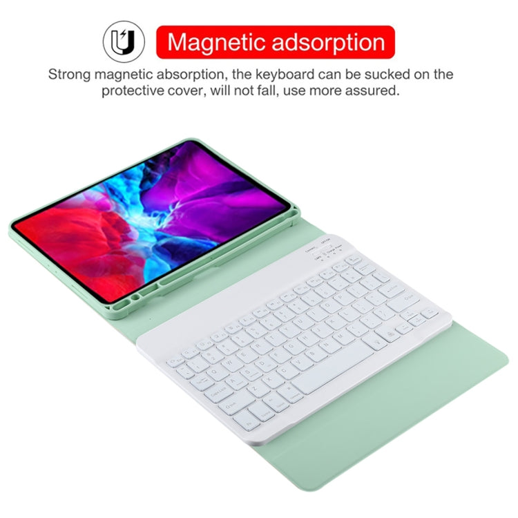 TG11BS Detachable Bluetooth White Keyboard Microfiber Leather Tablet Case for iPad Pro 11 inch (2020), with Backlight & Pen Slot & Holder