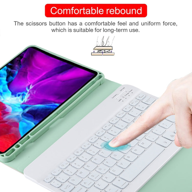 TG11BS Detachable Bluetooth White Keyboard Microfiber Leather Tablet Case for iPad Pro 11 inch (2020), with Backlight & Pen Slot & Holder