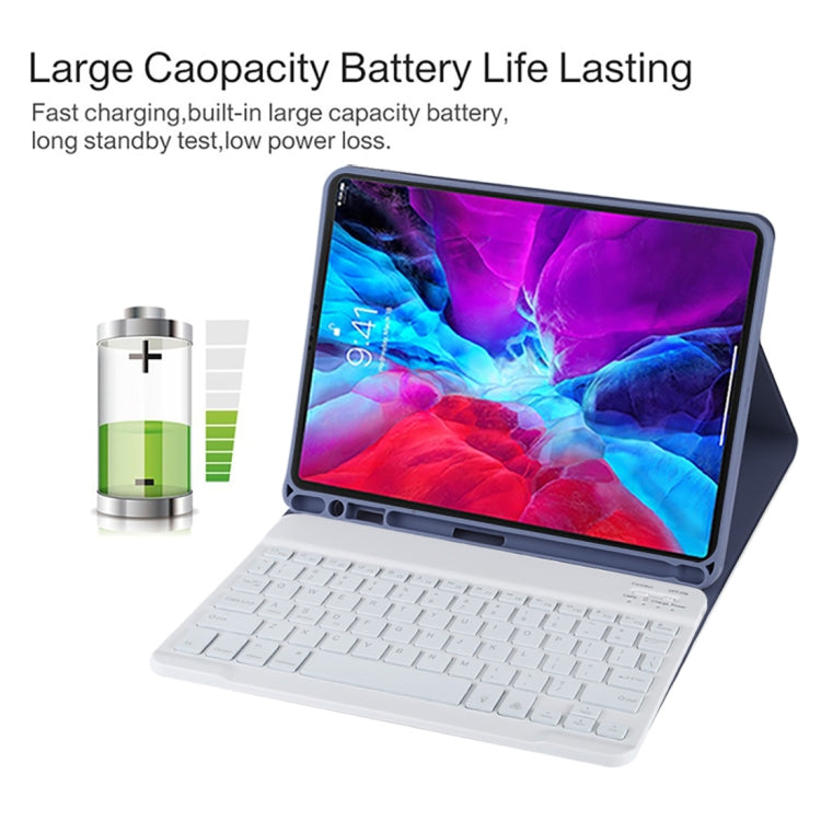 TG11BS Detachable Bluetooth White Keyboard Microfiber Leather Tablet Case for iPad Pro 11 inch (2020), with Backlight & Pen Slot & Holder