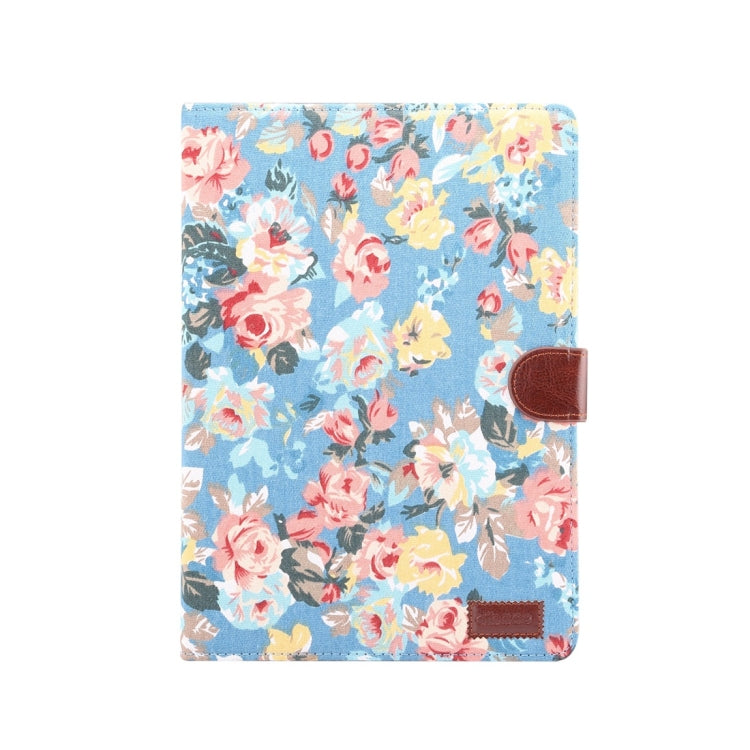 For iPad 10.2 2021 / 2020 / 2019 Dibase Horizontal Flip Floral Cloth Leather Case, with Holder & Card Slots & Wallet & Sleep / Wake-up Function(Blue)