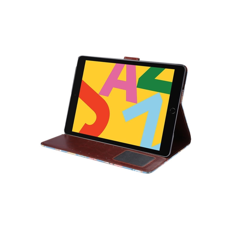 For iPad 10.2 2021 / 2020 / 2019 Dibase Horizontal Flip Floral Cloth Leather Case, with Holder & Card Slots & Wallet & Sleep / Wake-up Function(Blue)
