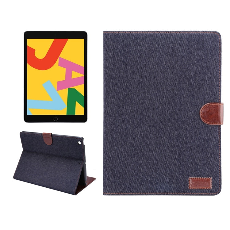 For iPad 10.2 2021 / 2020 / 2019 Dibase Horizontal Flip Denim Leather Case, with Holder & Card Slots & Wallet & Sleep / Wake-up Function(Black)