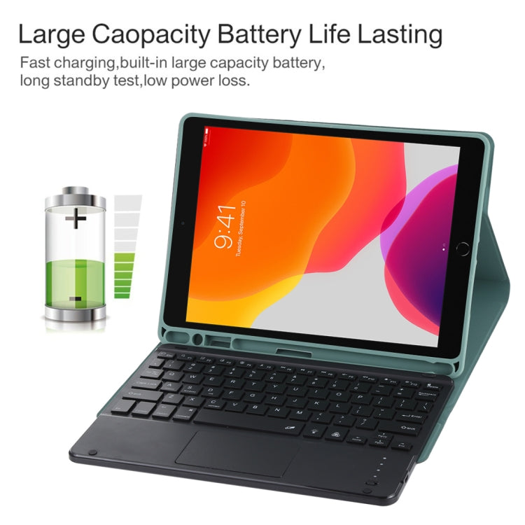 TG-102BCS Detachable Bluetooth Black Keyboard + Microfiber Leather Tablet Case for iPad 10.2 inch / iPad Air (2019), with Touch Pad & Backlight & Pen Slot & Holder