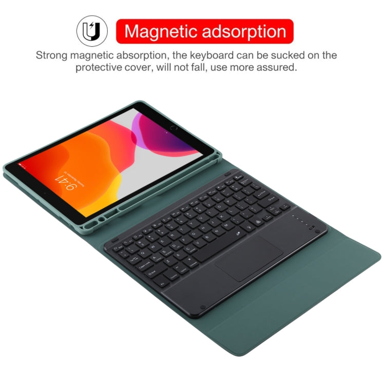TG-102BCS Detachable Bluetooth Black Keyboard + Microfiber Leather Tablet Case for iPad 10.2 inch / iPad Air (2019), with Touch Pad & Backlight & Pen Slot & Holder