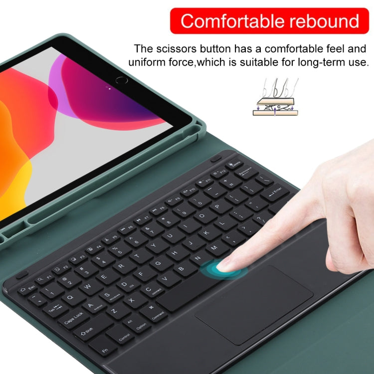 TG-102BCS Detachable Bluetooth Black Keyboard + Microfiber Leather Tablet Case for iPad 10.2 inch / iPad Air (2019), with Touch Pad & Backlight & Pen Slot & Holder