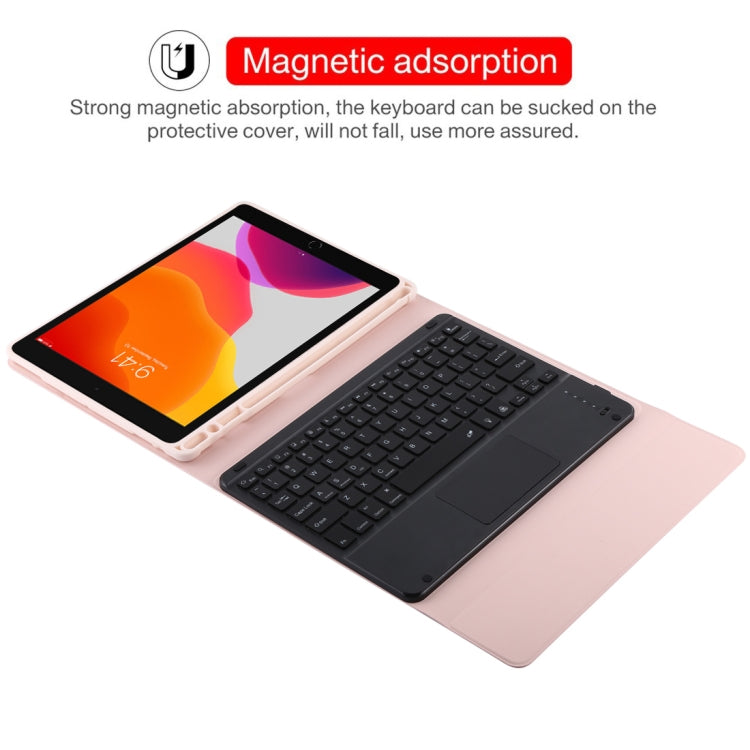 TG-102BCS Detachable Bluetooth Black Keyboard + Microfiber Leather Tablet Case for iPad 10.2 inch / iPad Air (2019), with Touch Pad & Backlight & Pen Slot & Holder