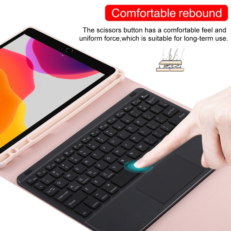TG-102BCS Detachable Bluetooth Black Keyboard + Microfiber Leather Tablet Case for iPad 10.2 inch / iPad Air (2019), with Touch Pad & Backlight & Pen Slot & Holder