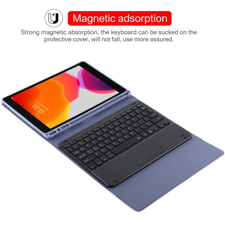 TG-102BCS Detachable Bluetooth Black Keyboard + Microfiber Leather Tablet Case for iPad 10.2 inch / iPad Air (2019), with Touch Pad & Backlight & Pen Slot & Holder
