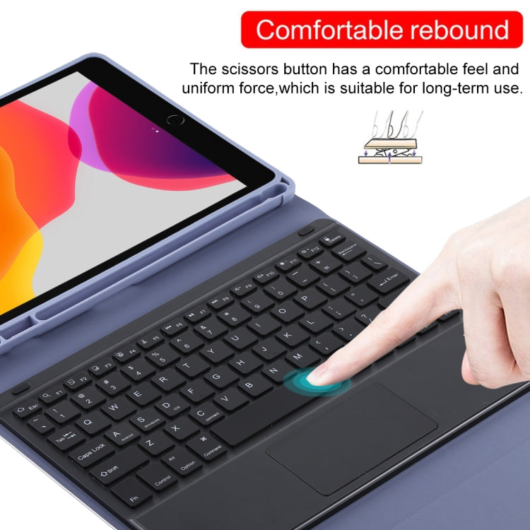 TG-102BCS Detachable Bluetooth Black Keyboard + Microfiber Leather Tablet Case for iPad 10.2 inch / iPad Air (2019), with Touch Pad & Backlight & Pen Slot & Holder