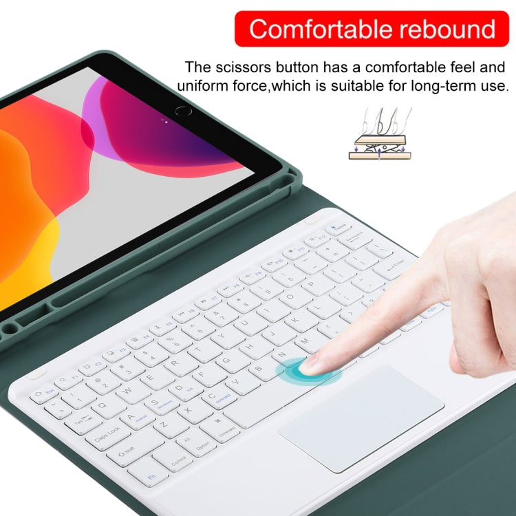 TG-102BC Detachable Bluetooth White Keyboard + Microfiber Leather Tablet Case for iPad 10.2 inch / iPad Air (2019), with Touch Pad & Pen Slot & Holder