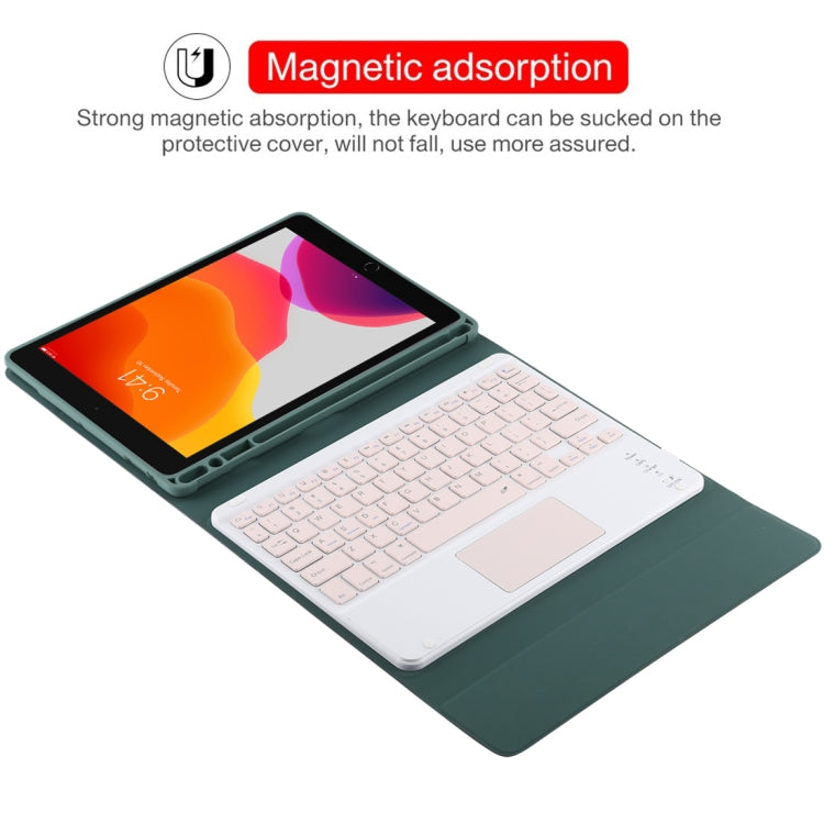 TG-102BC Detachable Bluetooth Pink Keyboard + Microfiber Leather Tablet Case for iPad 10.2 inch / iPad Air (2019), with Touch Pad & Pen Slot & Holder
