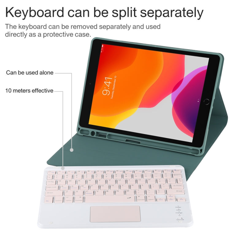 TG-102BC Detachable Bluetooth Pink Keyboard + Microfiber Leather Tablet Case for iPad 10.2 inch / iPad Air (2019), with Touch Pad & Pen Slot & Holder