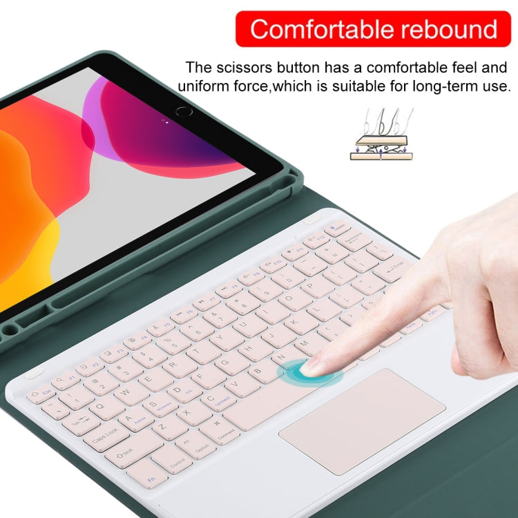 TG-102BC Detachable Bluetooth Pink Keyboard + Microfiber Leather Tablet Case for iPad 10.2 inch / iPad Air (2019), with Touch Pad & Pen Slot & Holder