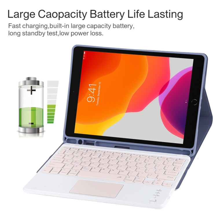 TG-102BC Detachable Bluetooth Pink Keyboard + Microfiber Leather Tablet Case for iPad 10.2 inch / iPad Air (2019), with Touch Pad & Pen Slot & Holder
