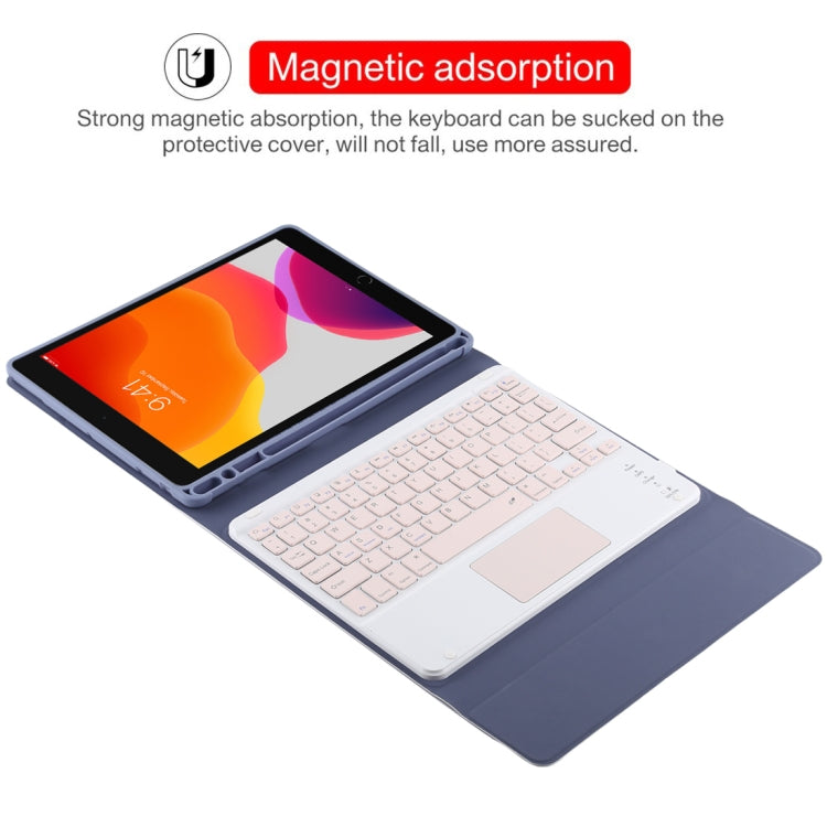 TG-102BC Detachable Bluetooth Pink Keyboard + Microfiber Leather Tablet Case for iPad 10.2 inch / iPad Air (2019), with Touch Pad & Pen Slot & Holder