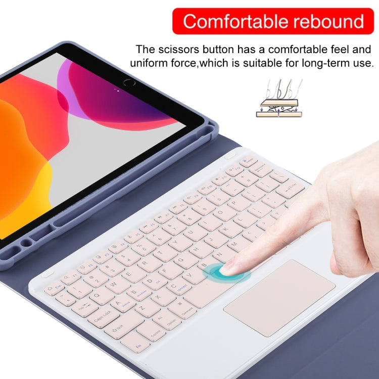 TG-102BC Detachable Bluetooth Pink Keyboard + Microfiber Leather Tablet Case for iPad 10.2 inch / iPad Air (2019), with Touch Pad & Pen Slot & Holder
