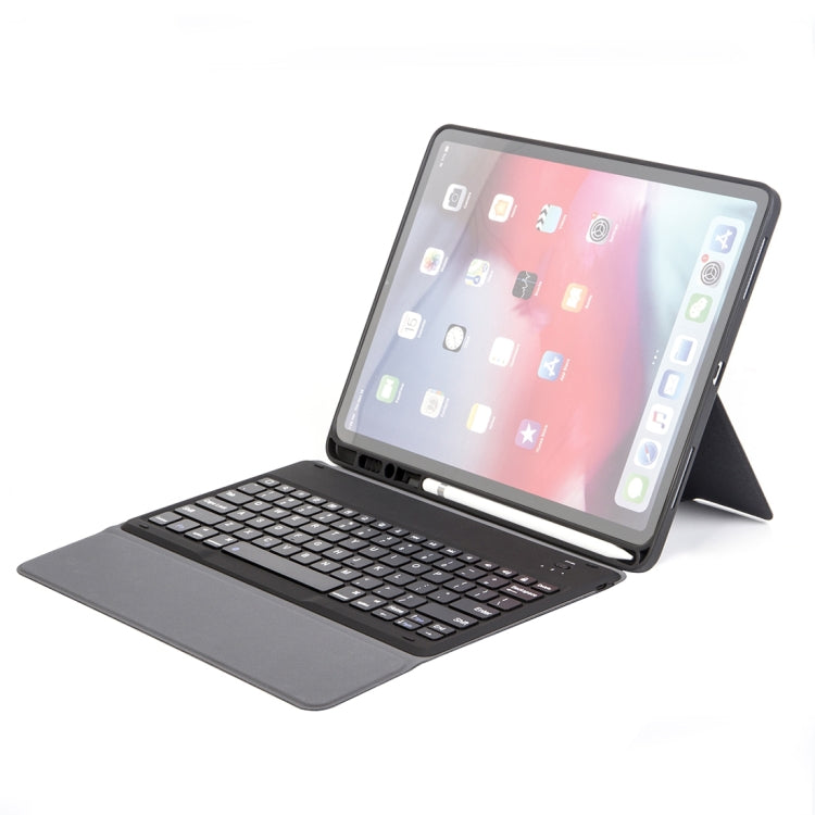 H12 For iPad Pro 12.9 inch ï¼ˆ2018ï¼‰ Ultra-thin Bluetooth Keyboard Leather Tablet Case with Stand & Pen Slot Function (Black)