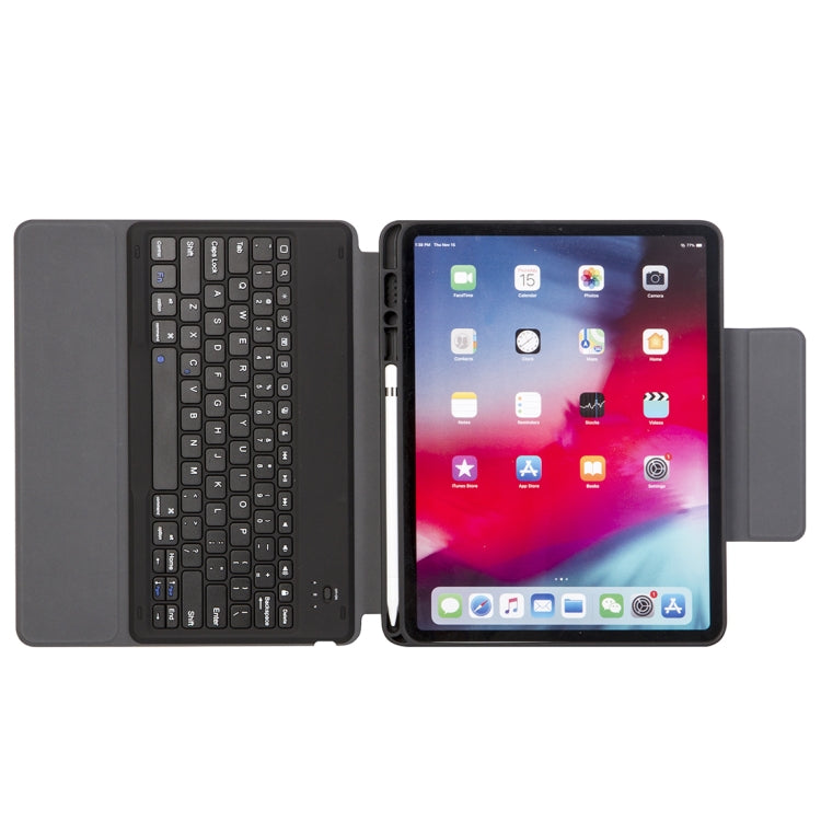 H12 For iPad Pro 12.9 inch ï¼ˆ2018ï¼‰ Ultra-thin Bluetooth Keyboard Leather Tablet Case with Stand & Pen Slot Function (Black)